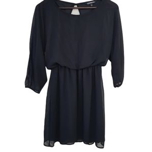 Express 3/4 Sleeve Chiffon Black Dress Size XS